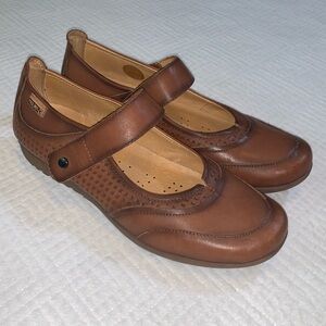 Pikolinos Leather Mary Jane Comfort Style Shoes, Brown Cuero, Size EU 39
